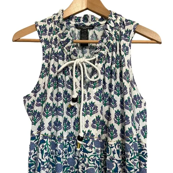 Chelsea &amp; Theodore boho bouquet floral sleeveless maxi dress