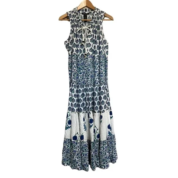 Chelsea &amp; Theodore boho bouquet floral sleeveless maxi dress