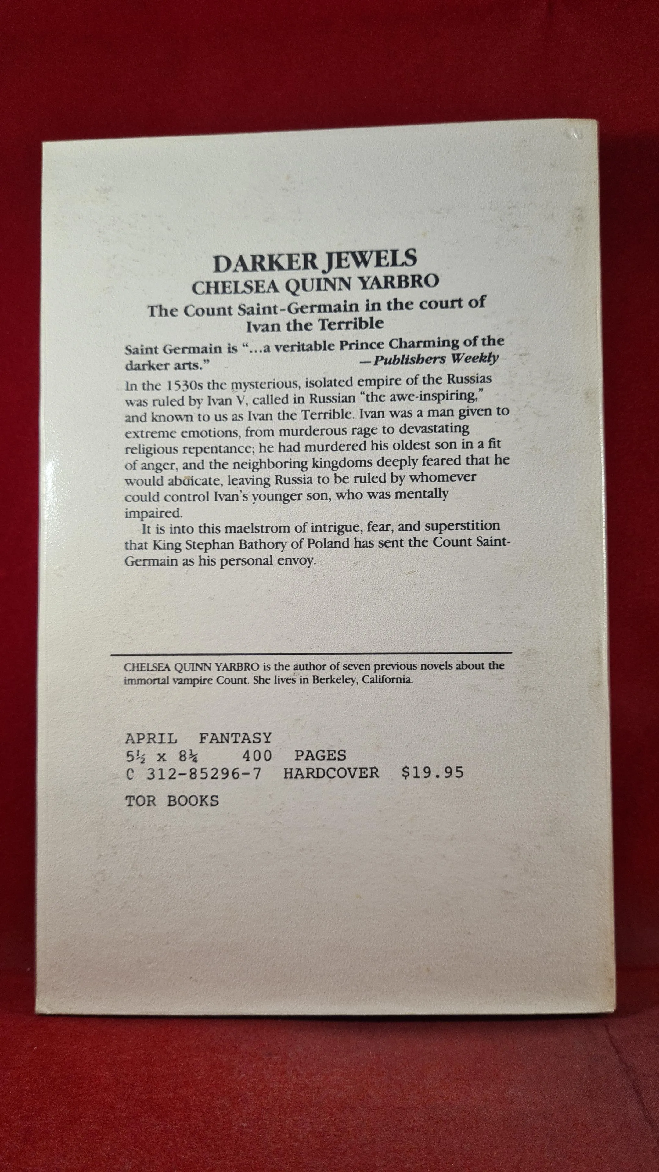 Chelsea Quinn Yarbro - Darker Jewels, TOR, 1993, First Edition, Uncorrected Proofs