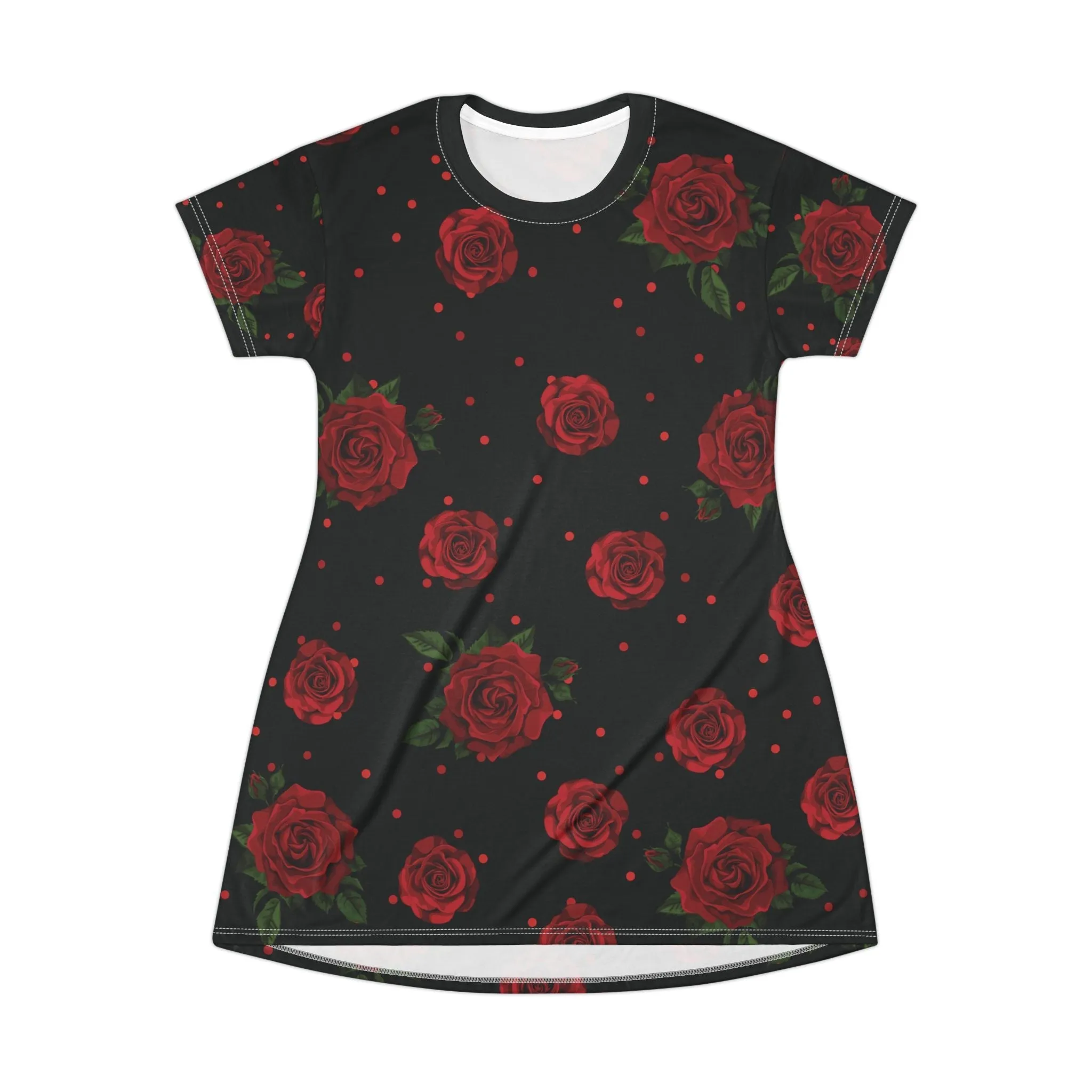 Chic Floral T-Shirt Dress with Roses