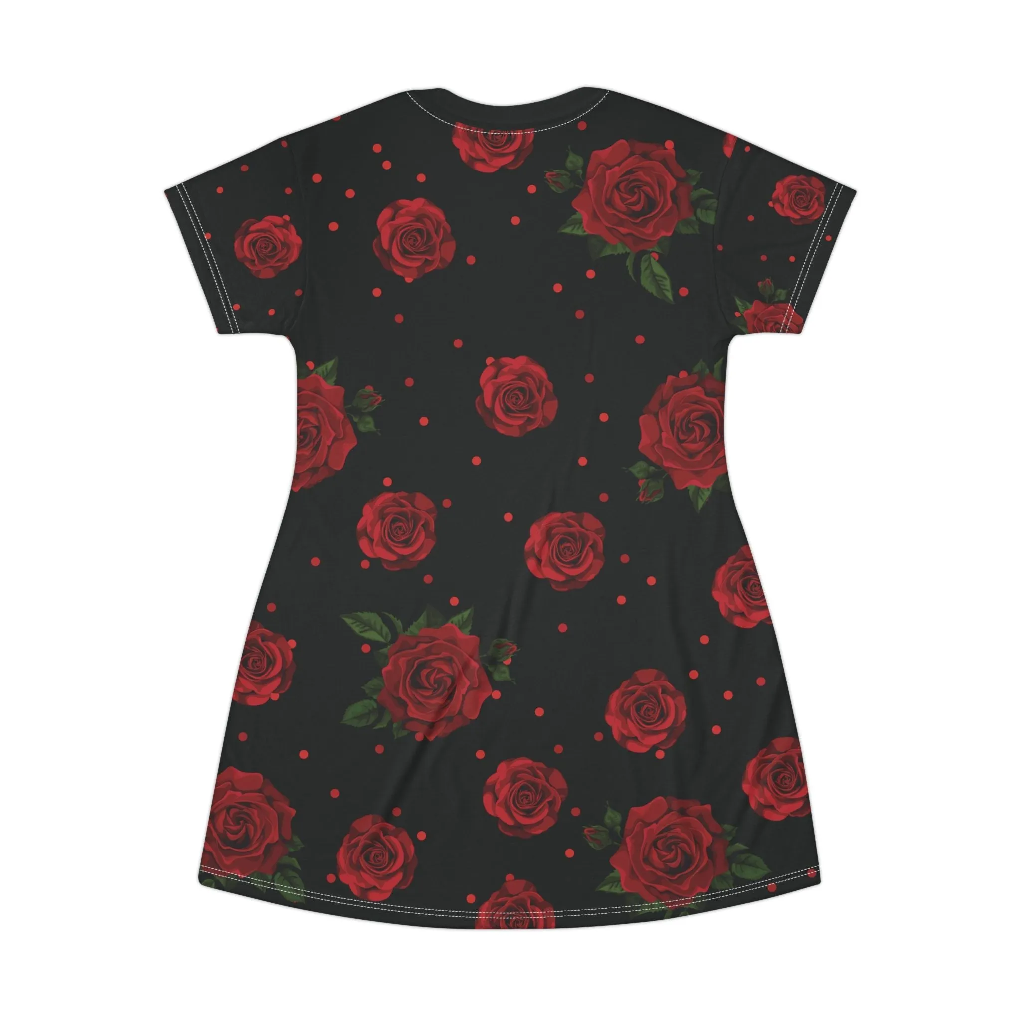 Chic Floral T-Shirt Dress with Roses