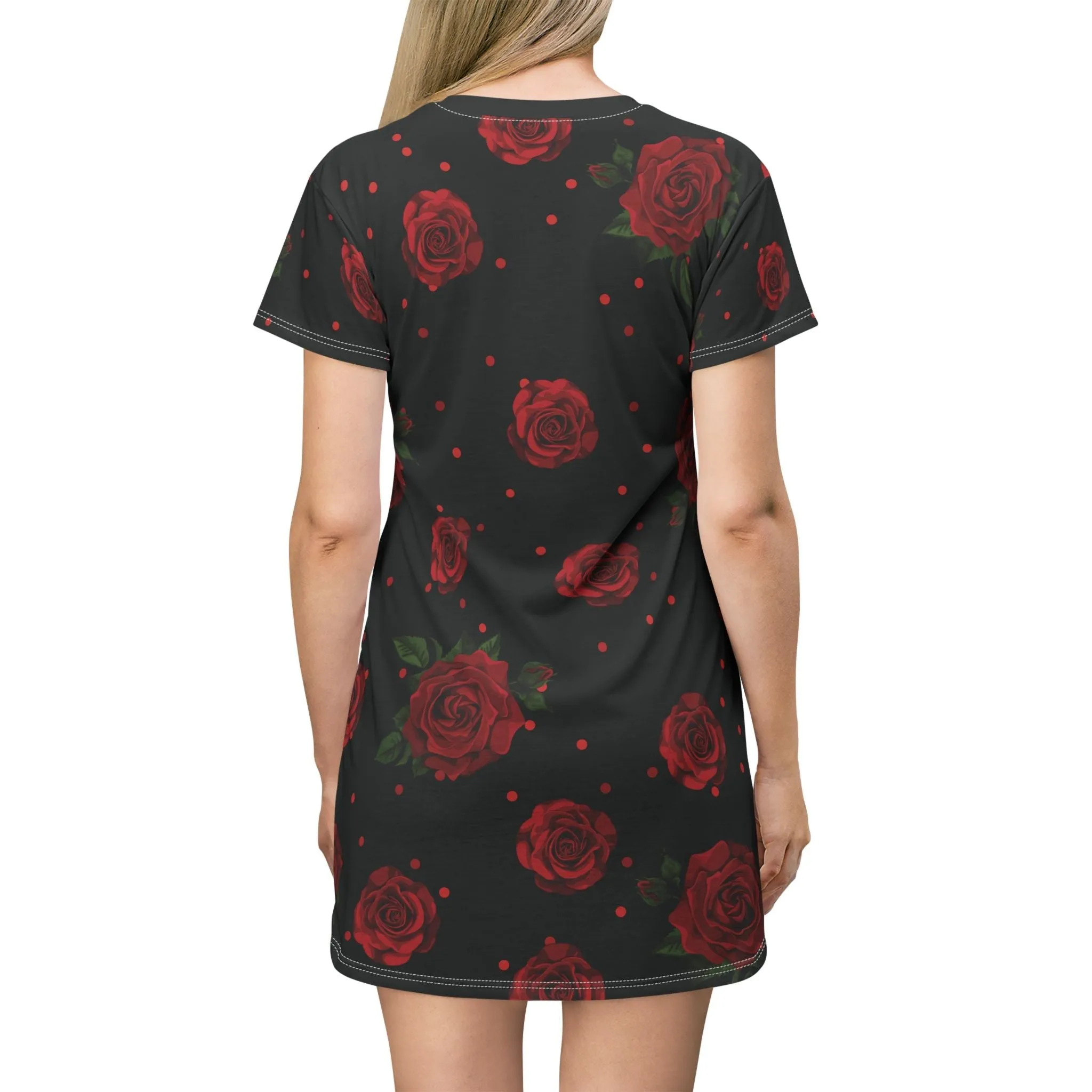 Chic Floral T-Shirt Dress with Roses