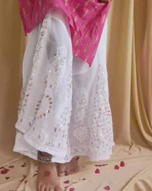 Chikankari Sharara in White with Gota Patti