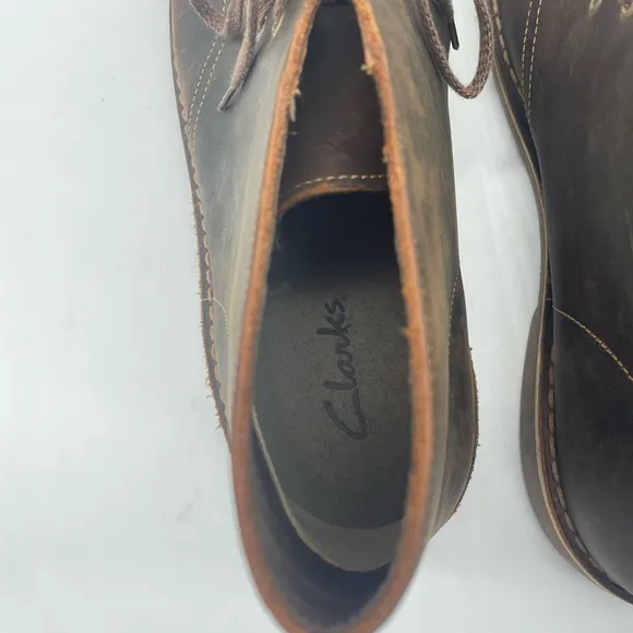 •CLARKS• Dark Brown Leather Bushacre 3 Chukka Boot