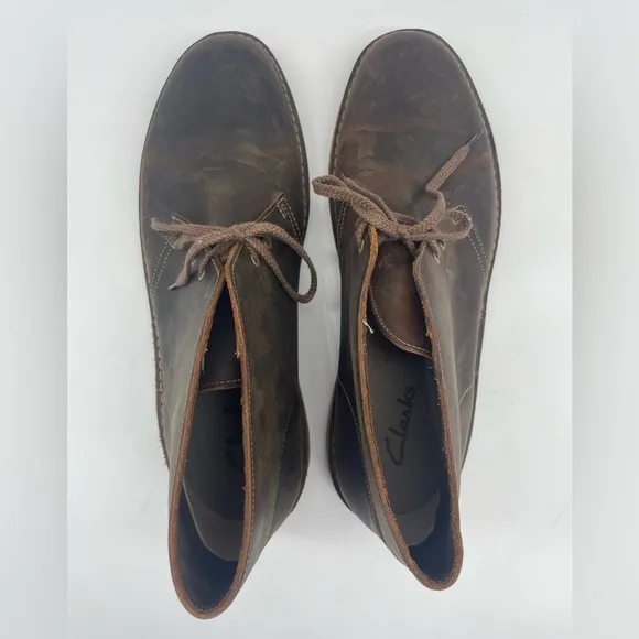 •CLARKS• Dark Brown Leather Bushacre 3 Chukka Boot