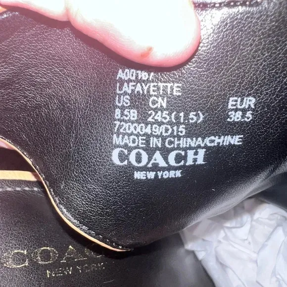 Coach Lafayette Leather Peep Toe Ankle Boot Heel