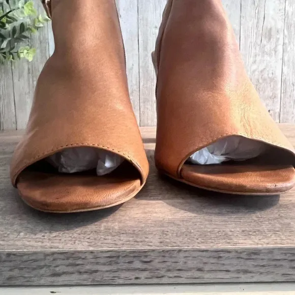 Coach Lafayette Leather Peep Toe Ankle Boot Heel