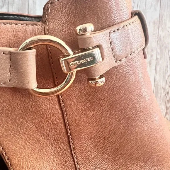 Coach Lafayette Leather Peep Toe Ankle Boot Heel