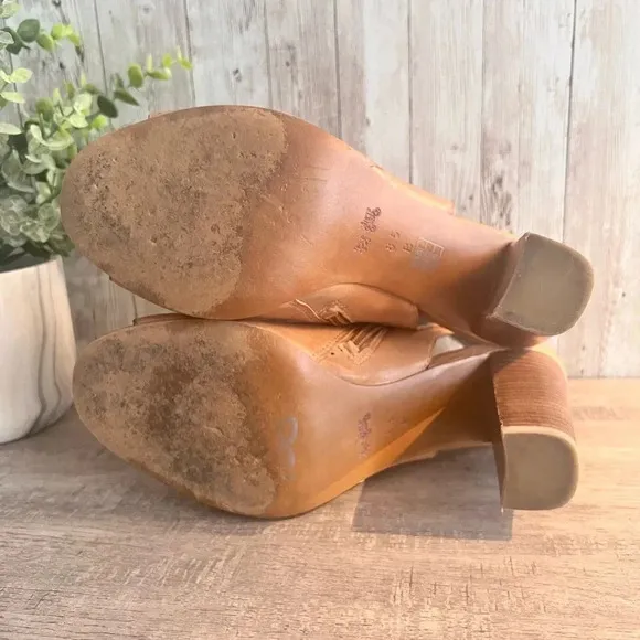 Coach Lafayette Leather Peep Toe Ankle Boot Heel