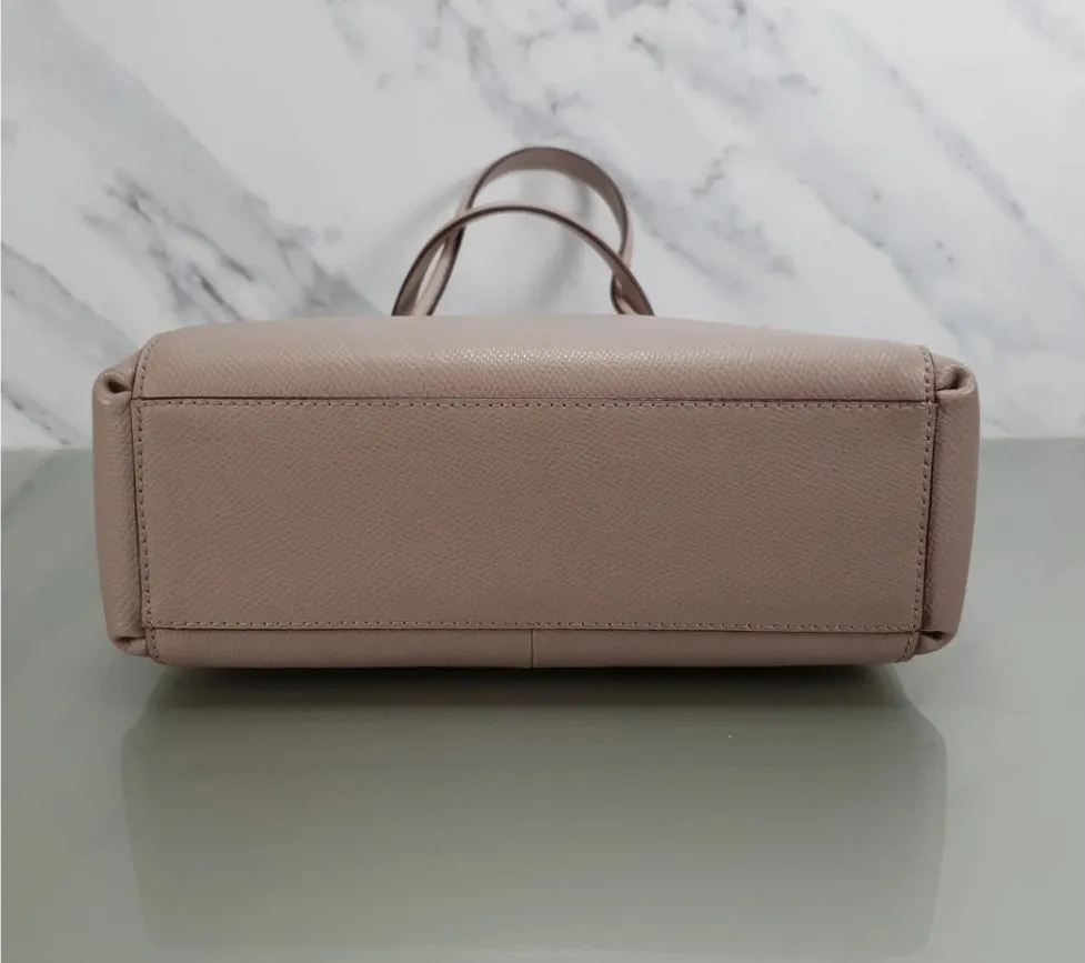 COACH Mini Christie in Taupe Crossgrain Leather Handbag