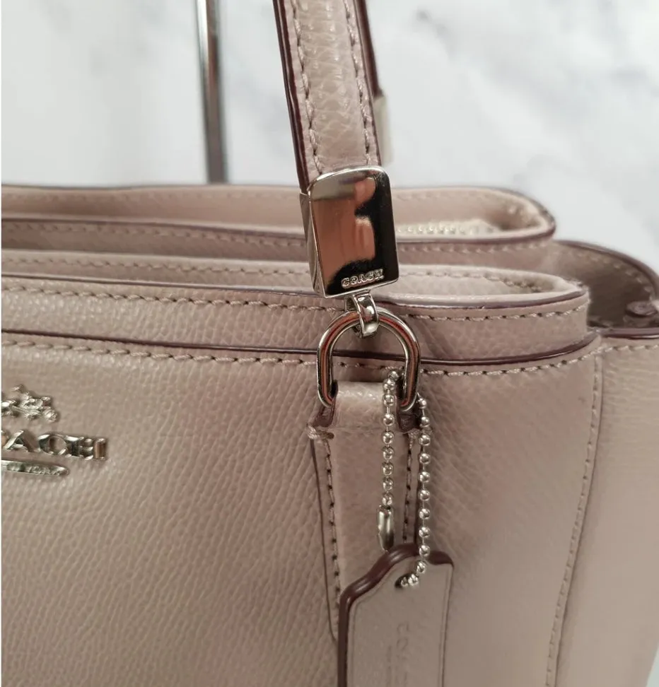 COACH Mini Christie in Taupe Crossgrain Leather Handbag
