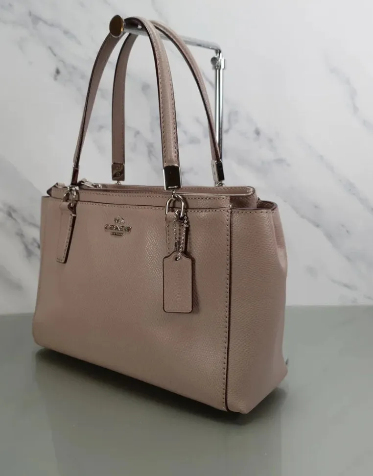 COACH Mini Christie in Taupe Crossgrain Leather Handbag