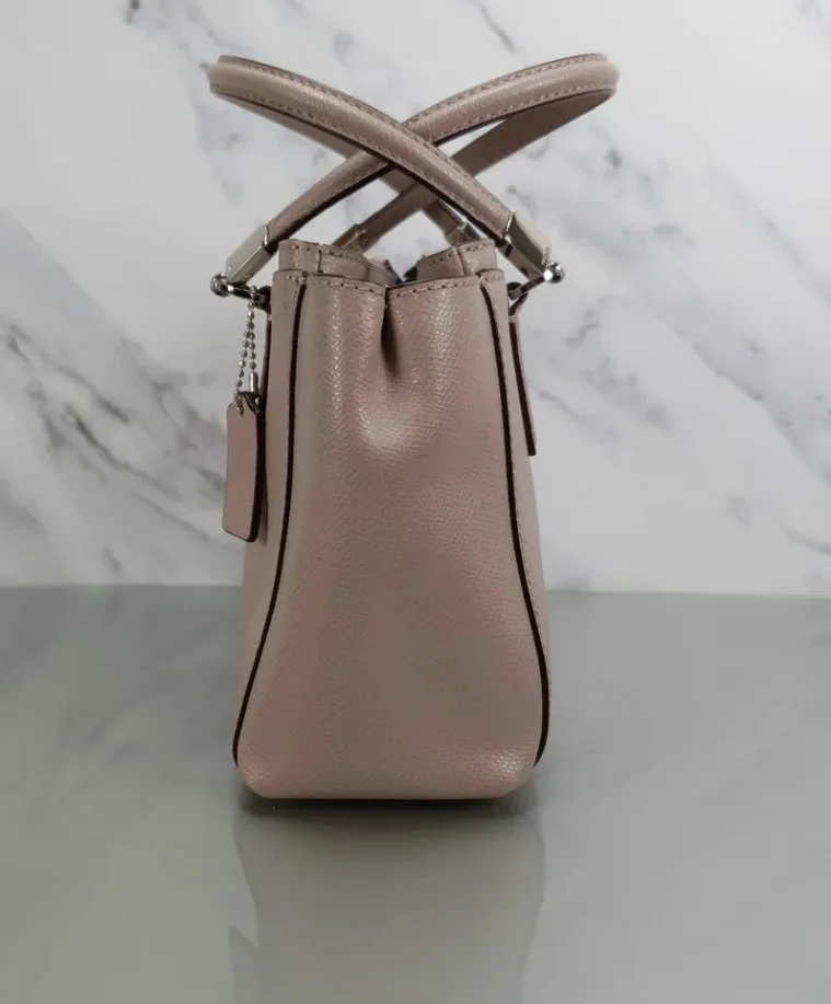 COACH Mini Christie in Taupe Crossgrain Leather Handbag