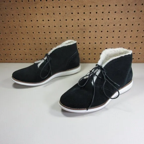 Cole Haan womens black suede sherpa lined chukka boots 8.5 C w04129