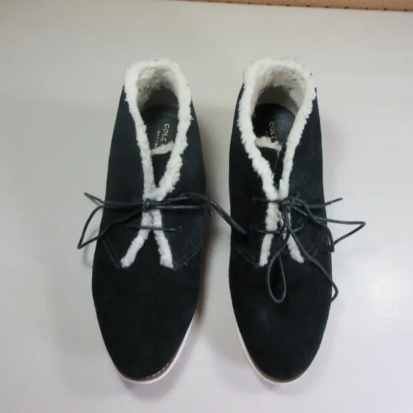 Cole Haan womens black suede sherpa lined chukka boots 8.5 C w04129