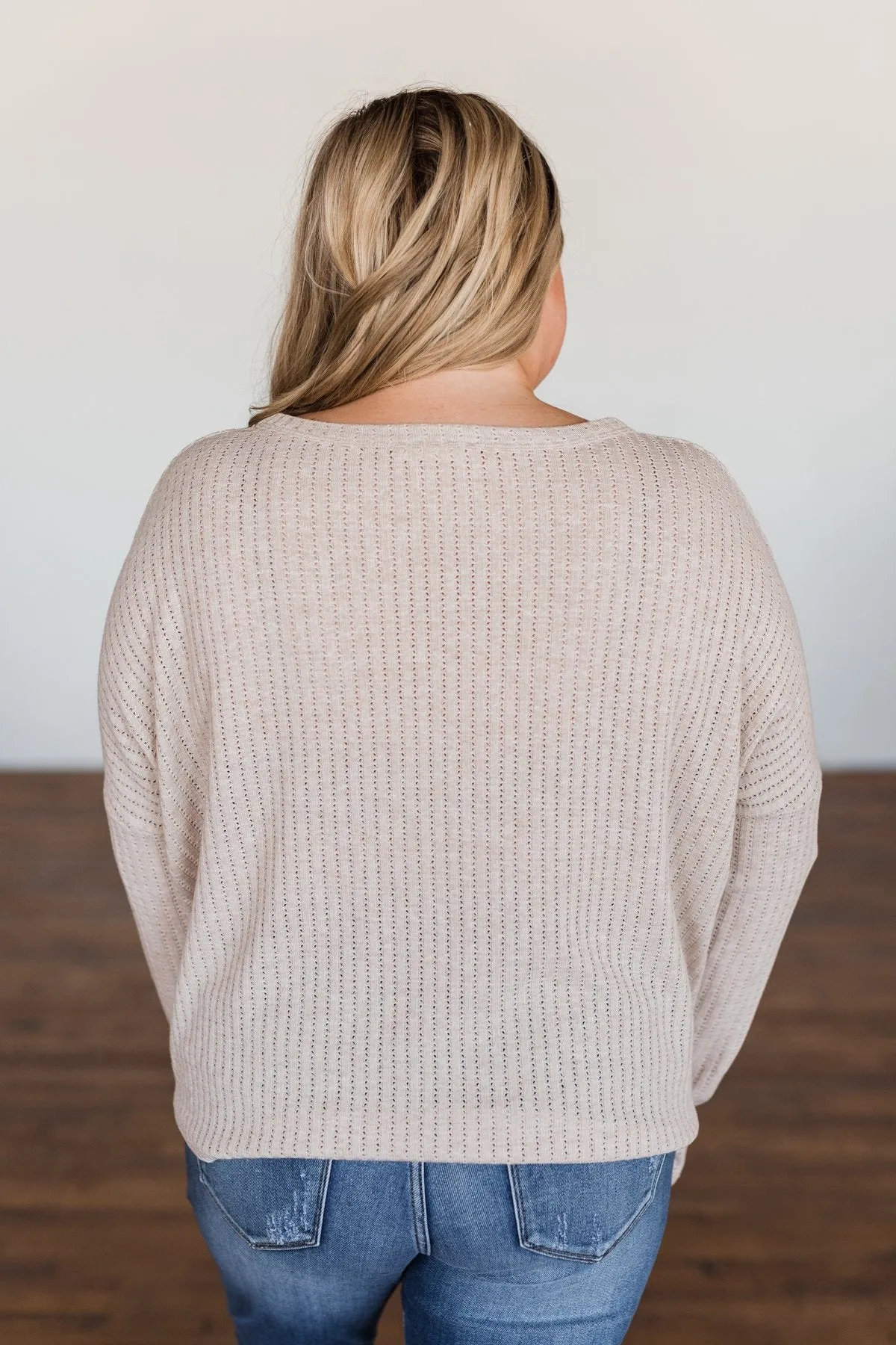 Coming Home To You Knit Button Top- Oatmeal