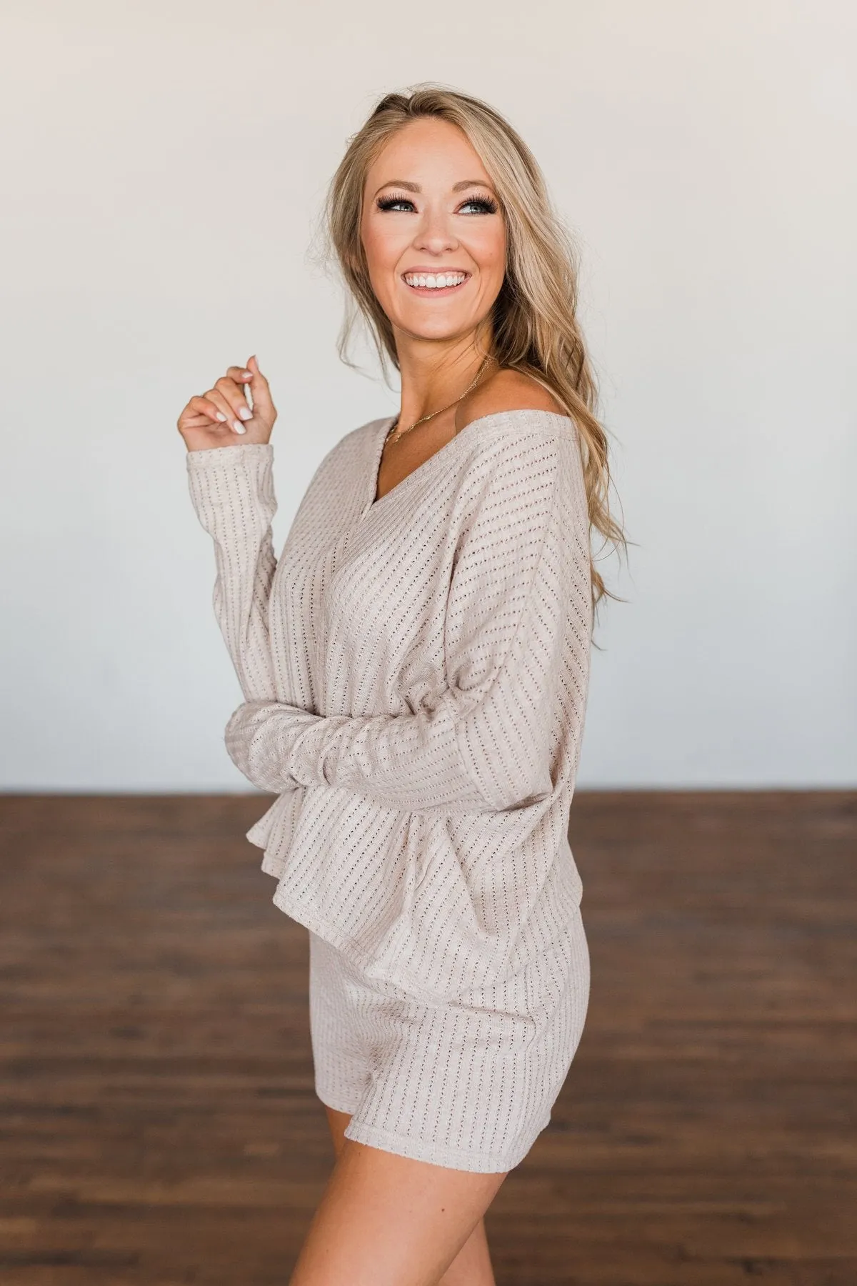 Coming Home To You Knit Button Top- Oatmeal