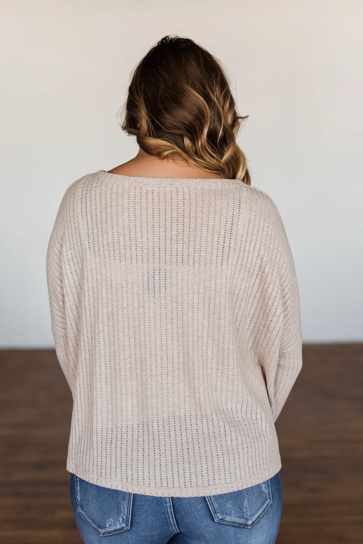 Coming Home To You Knit Button Top- Oatmeal