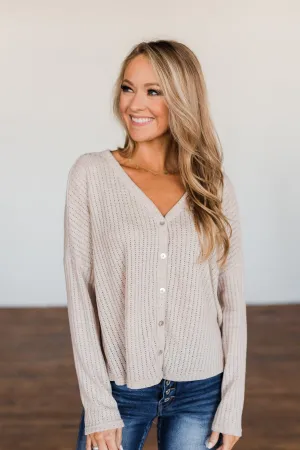 Coming Home To You Knit Button Top- Oatmeal