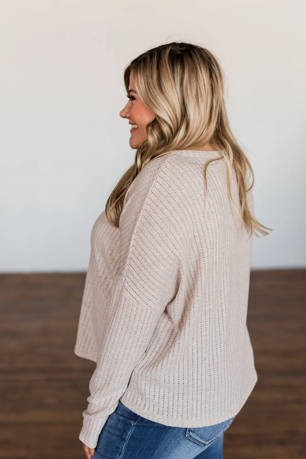 Coming Home To You Knit Button Top- Oatmeal
