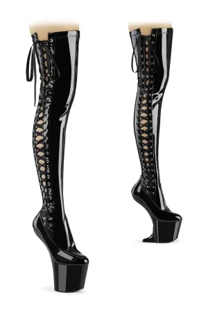 CRAZE-3050 Black Patent Thigh Boot