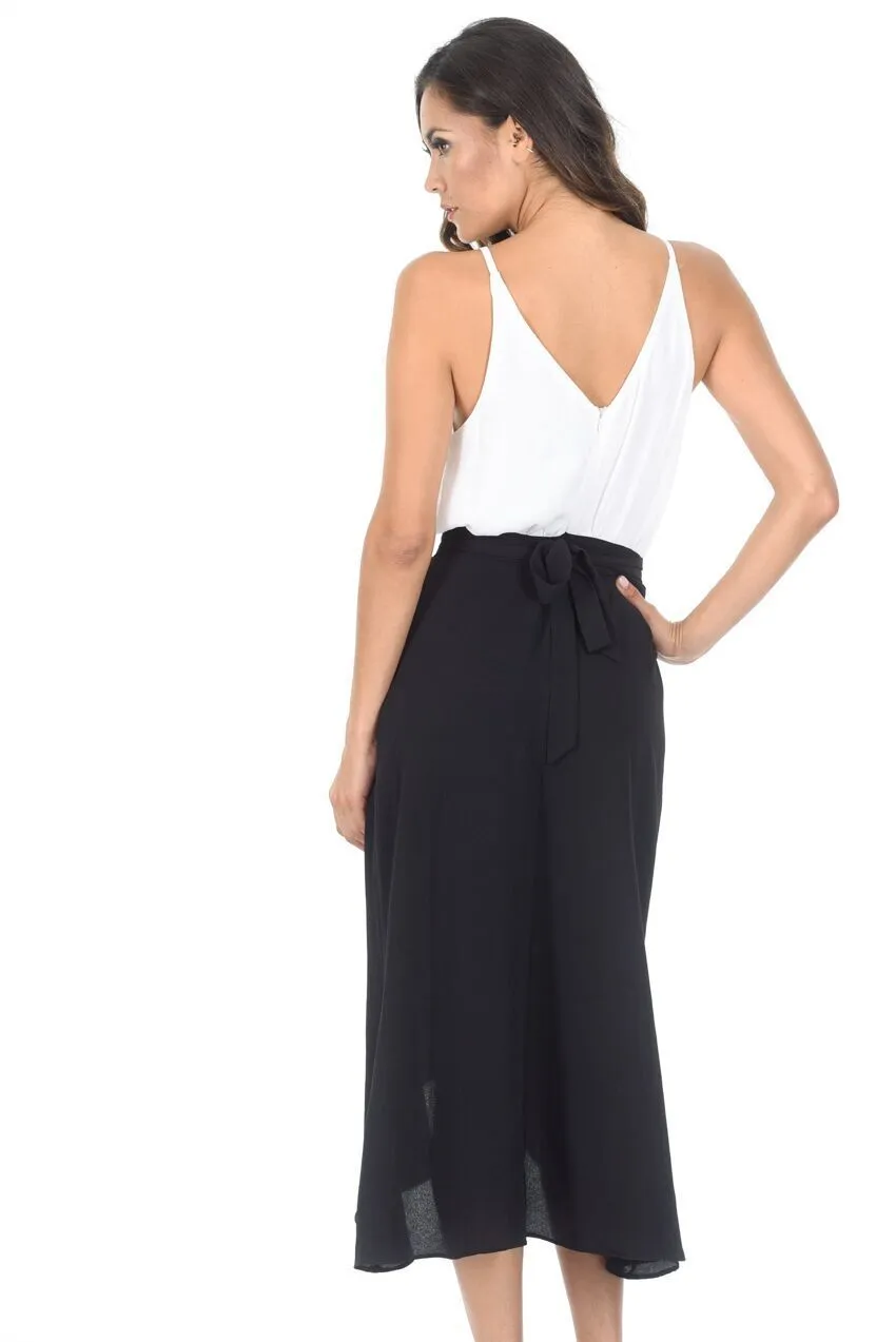 Cream And Black 2 in 1 Waterfall Dress