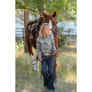 Cruel Girl's Green Paisley Print Western Shirt
