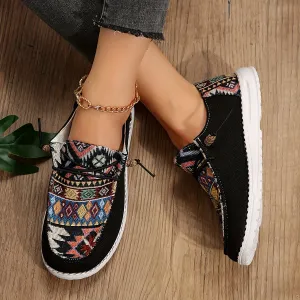Dames Summer Loafers-Light Ethno-Slipper van Canvas