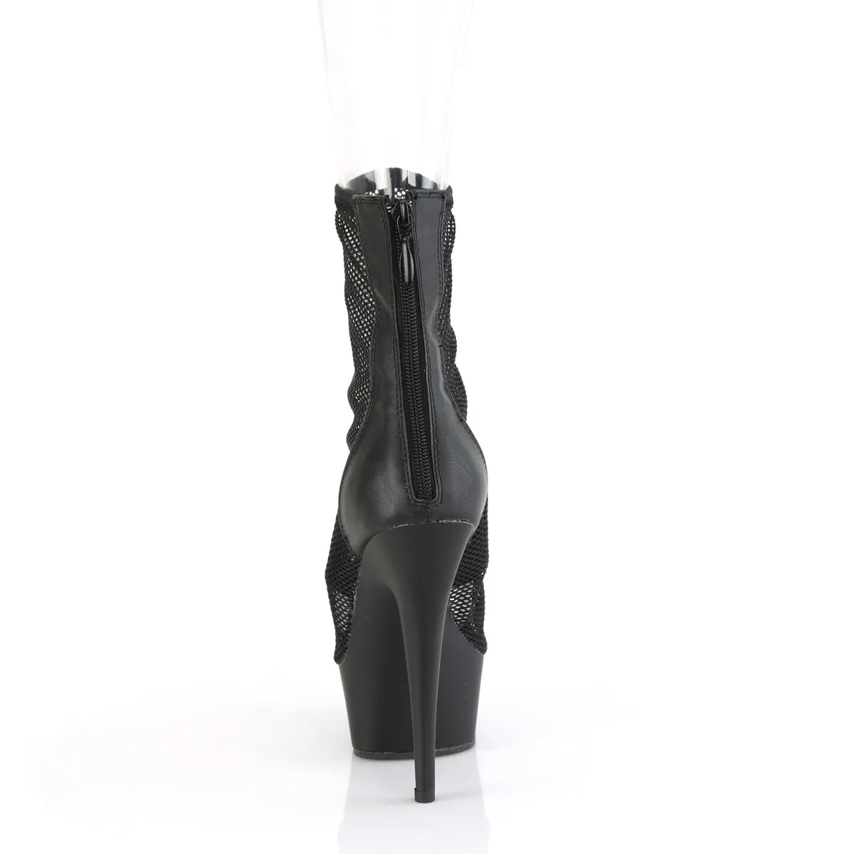 DELIGHT-1006  Black Faux Leather-Mesh/Black Matte