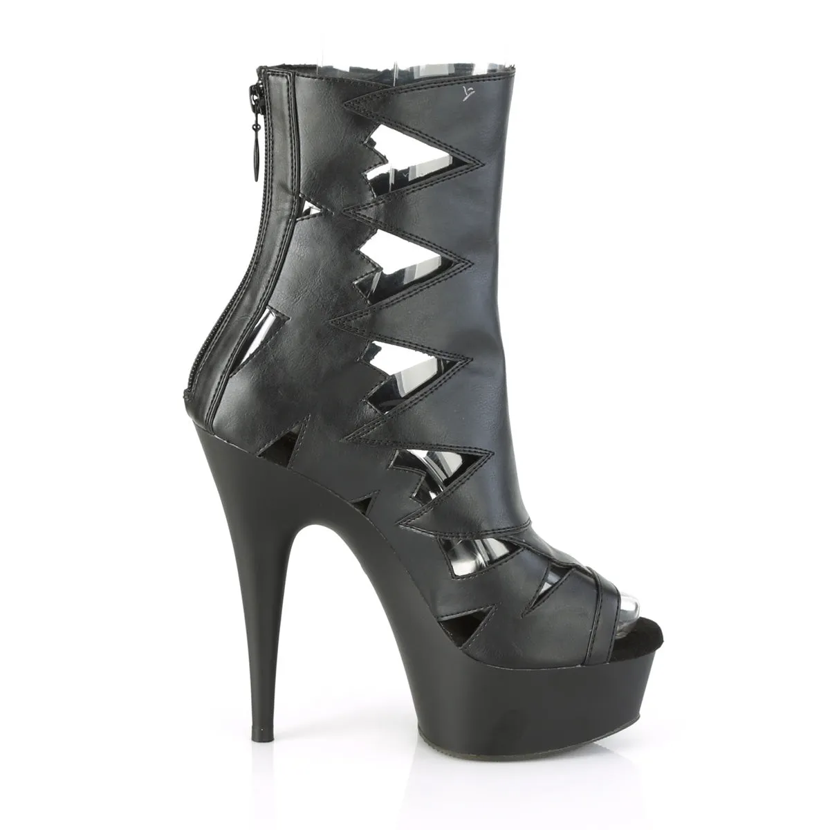 DELIGHT-1014  Black Faux Leather/Black Matte