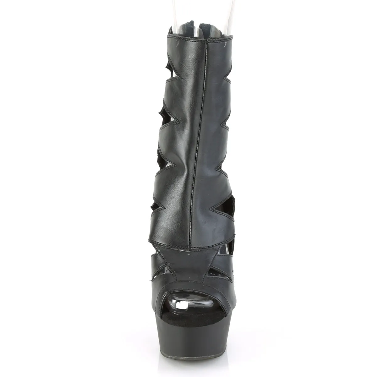 DELIGHT-1014  Black Faux Leather/Black Matte
