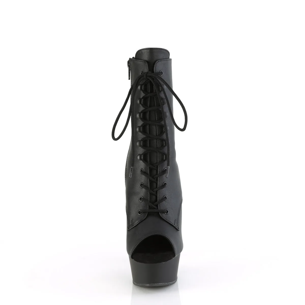 DELIGHT-1021  Black Faux Leather/Black Matte