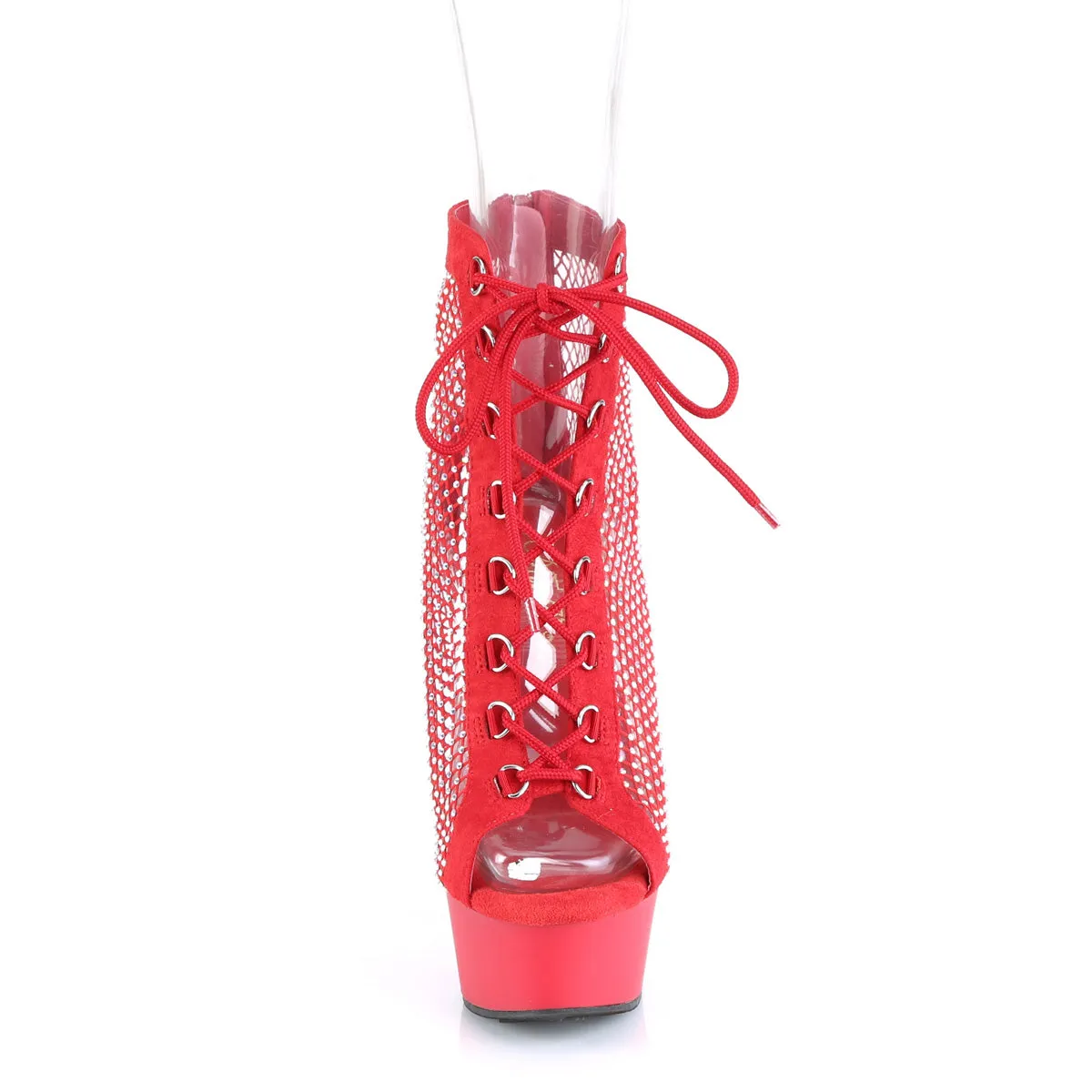 DELIGHT-600-33RM  Red Faux Suede-RS Mesh/Red Matte