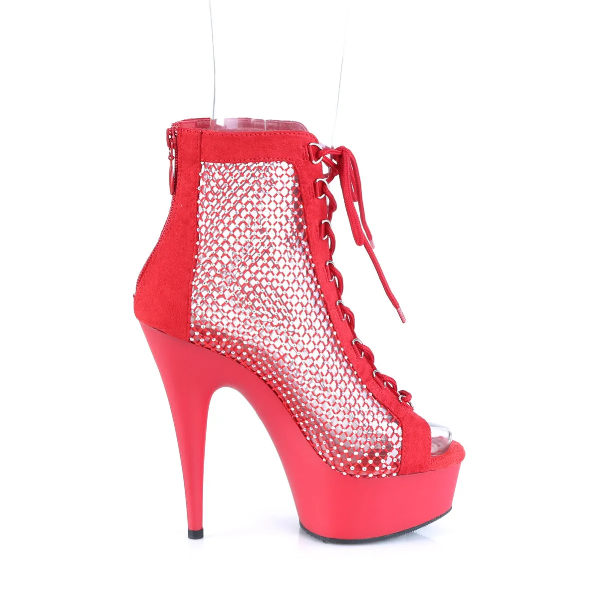 DELIGHT-600-33RM  Red Faux Suede-RS Mesh/Red Matte