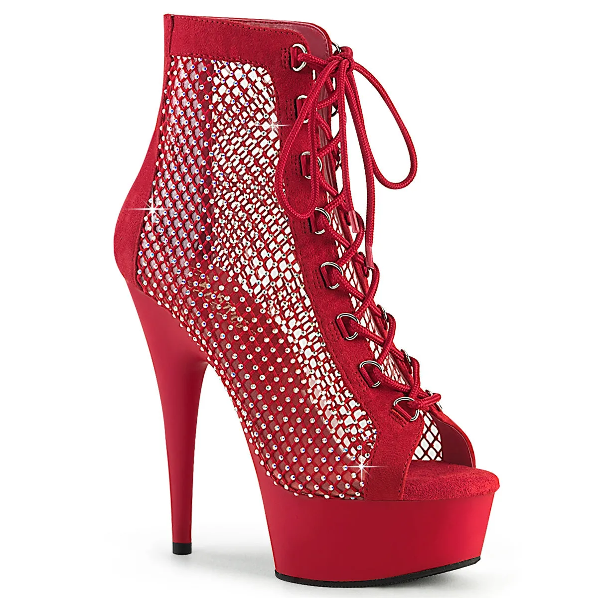 DELIGHT-600-33RM  Red Faux Suede-RS Mesh/Red Matte