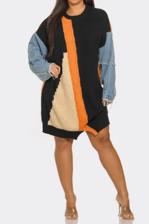 DENIM SWEATER DRESS