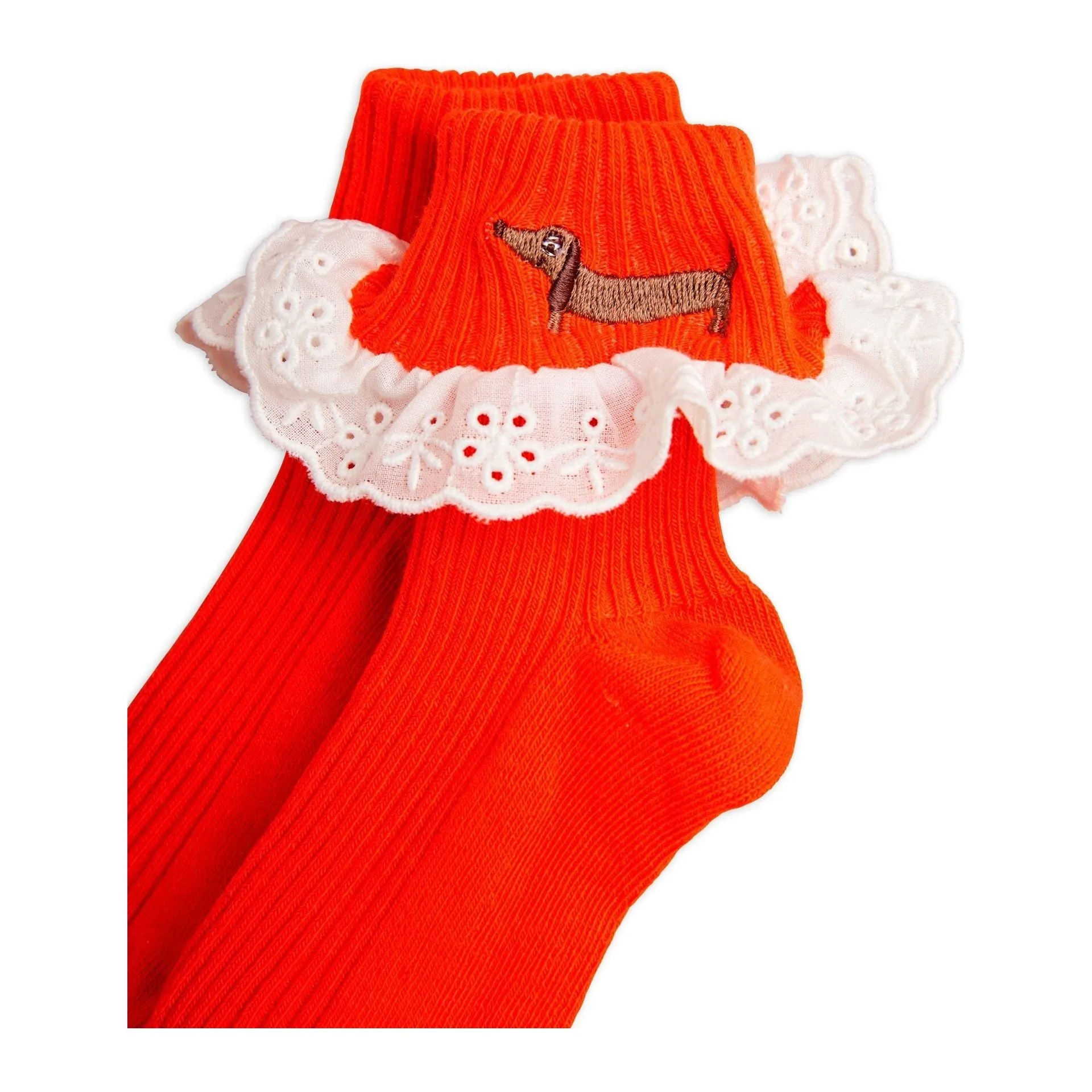 Dog Lace Socks - Red