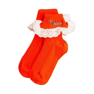 Dog Lace Socks - Red