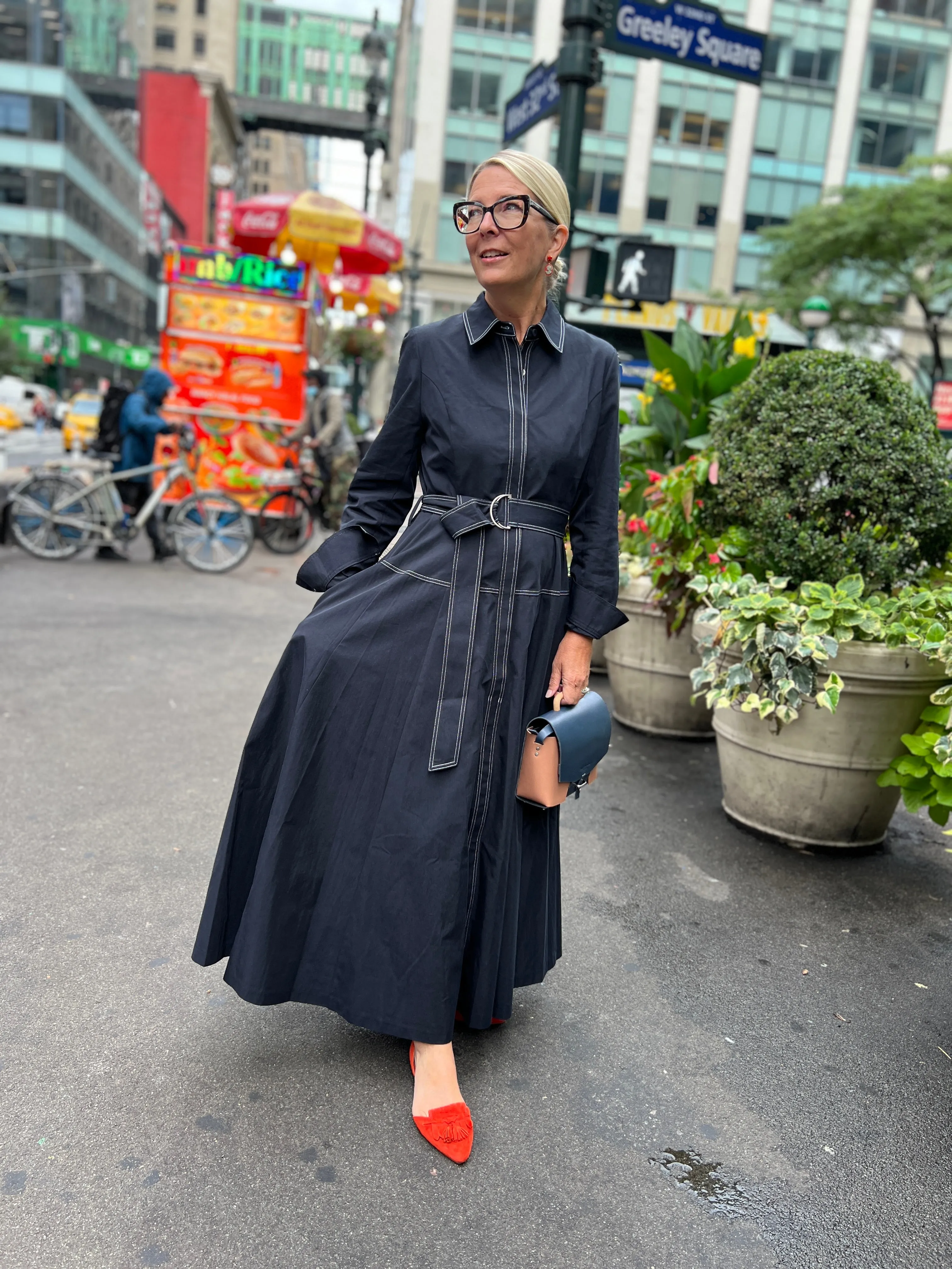 Double Stitch Shirt Dress Marine