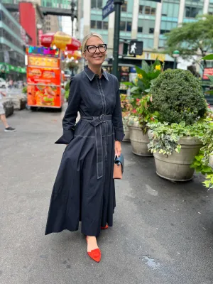 Double Stitch Shirt Dress Marine