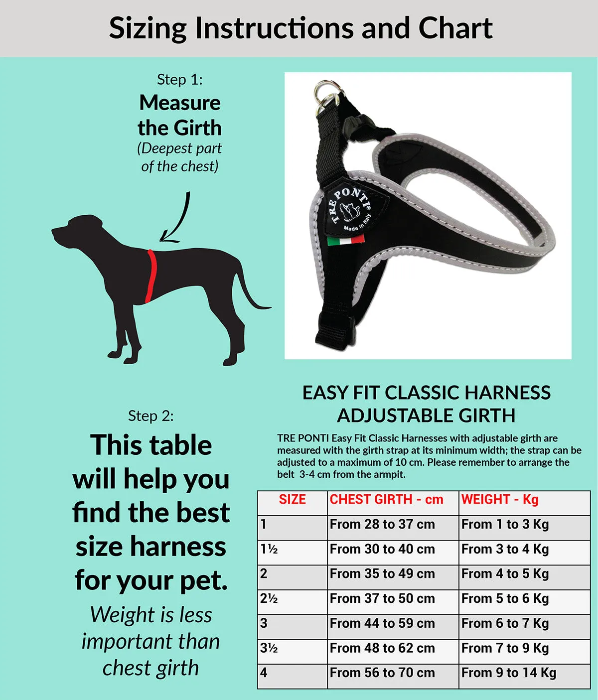Easy Fit Black Harness with Adjustable Girth