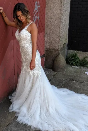 Elegant Mermaid Wedding Dresses with Long Trains Wedding Dress Custom Made Wedding Gown Bridal Gown OHD178