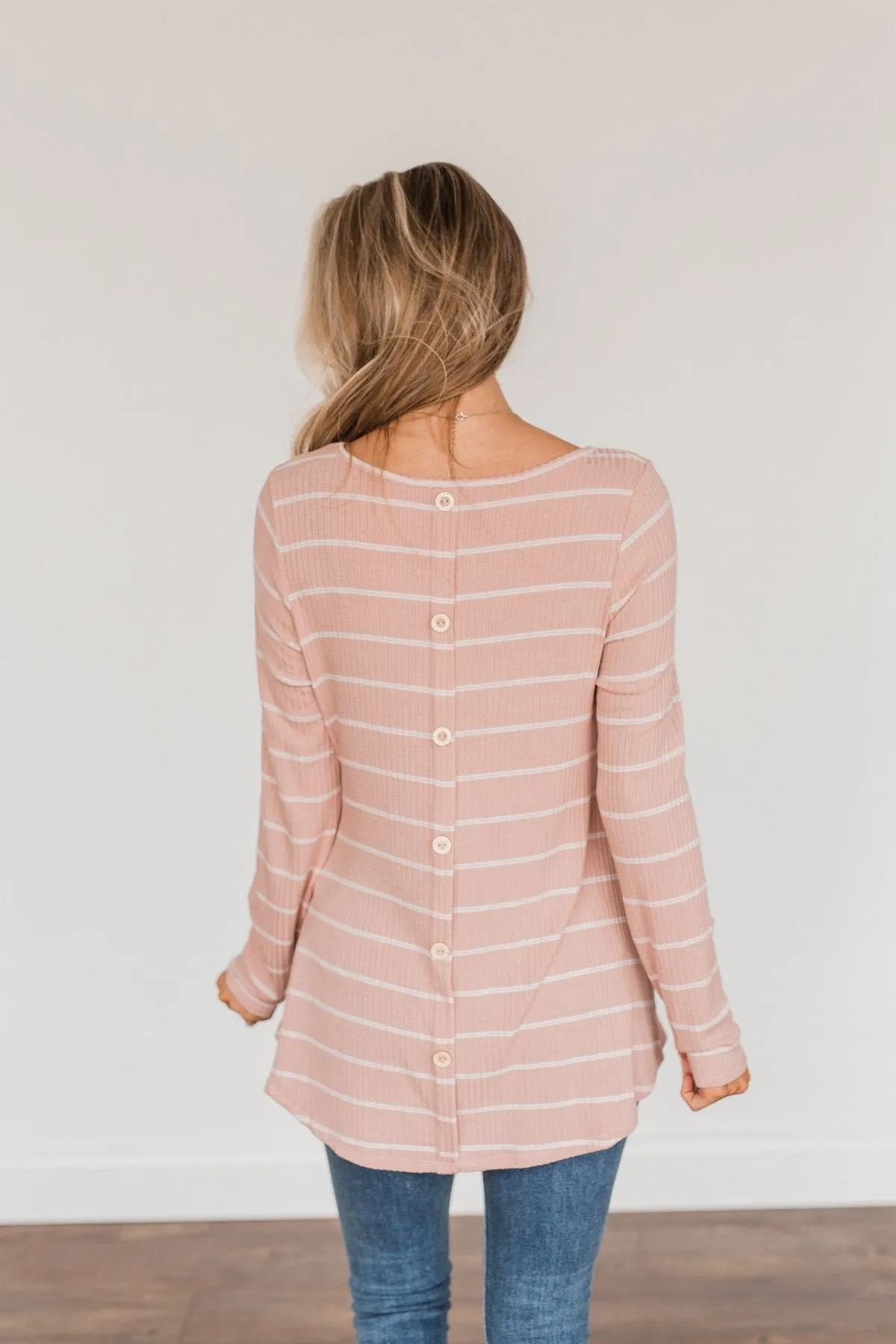 Feelin' A Little Lucky Striped Knit Top- Mauve Pink