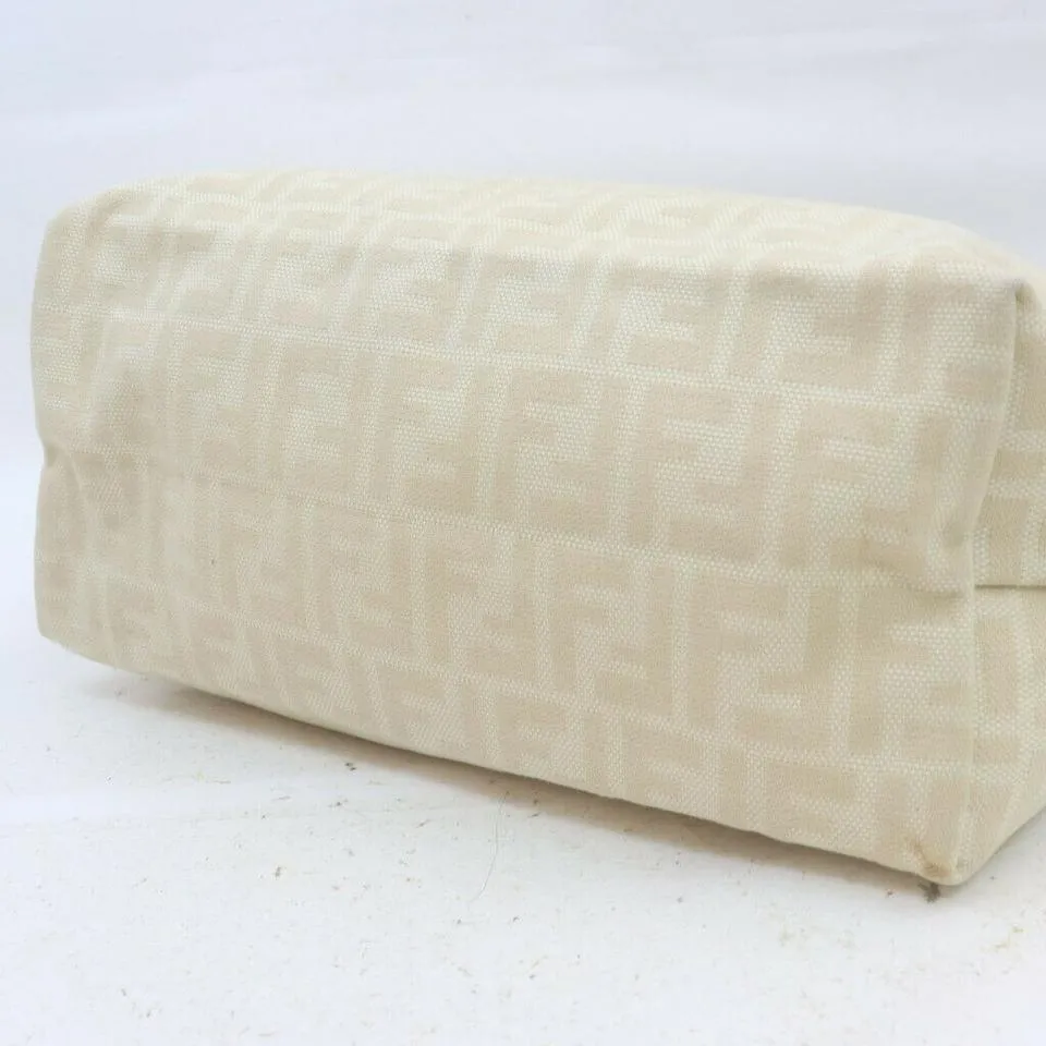 Fendi Ivory x Brown Monogram FF Zucca Roll Tote Bag with Pouch 863240