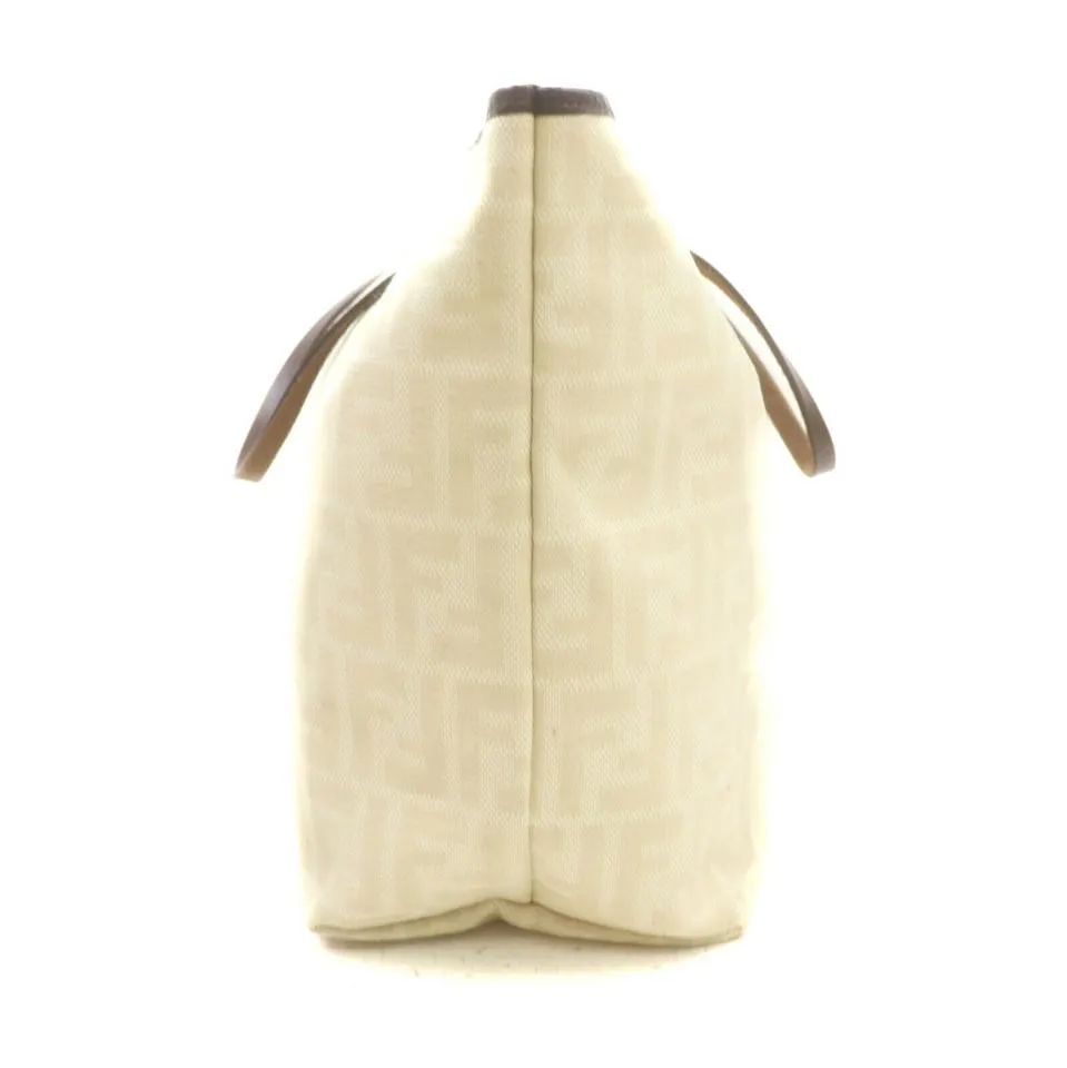 Fendi Ivory x Brown Monogram FF Zucca Roll Tote Bag with Pouch 863240