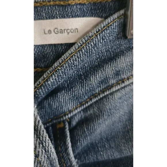 Frame Le Grand Garcon Cut Off Jean Shorts Women's 28 Blue Raw Hem