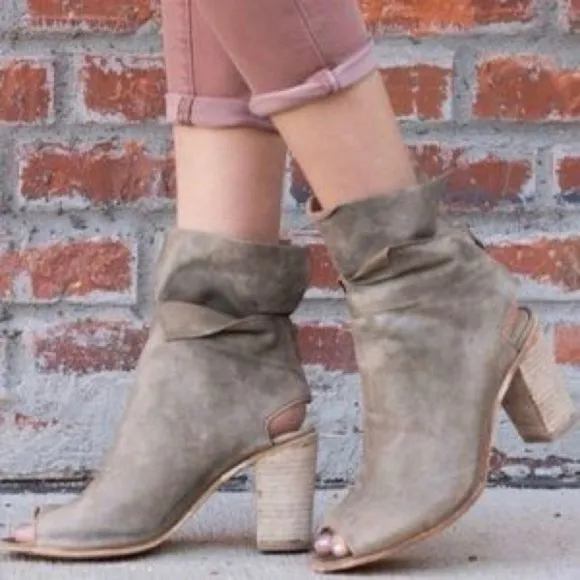 Free People Golden Road Peep Toe Leather Booties ankle Boots 39