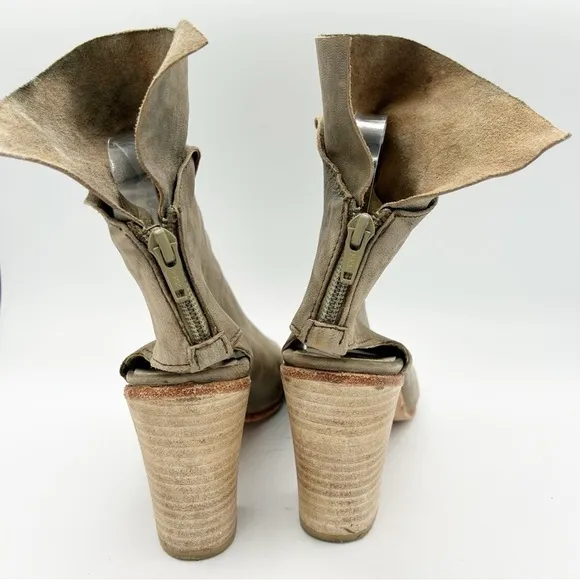 Free People Golden Road Peep Toe Leather Booties ankle Boots 39