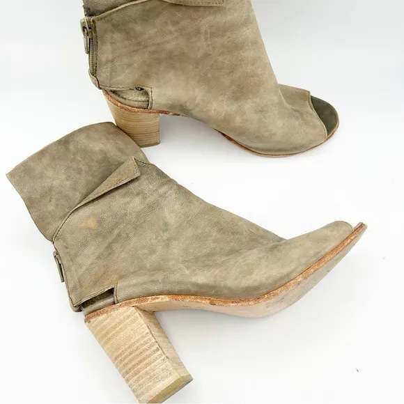 Free People Golden Road Peep Toe Leather Booties ankle Boots 39
