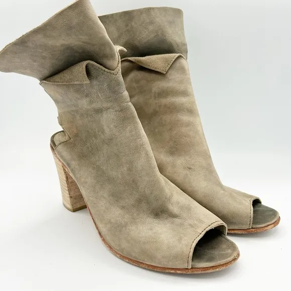 Free People Golden Road Peep Toe Leather Booties ankle Boots 39